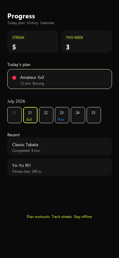 Progress calendar